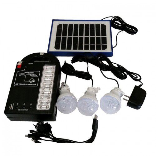 Ηλιακό Σύστημα Φωτισμού & Φόρτισης με Panel, Μπαταρία & 3 Λάμπες LED - Solar Power Lighting System - GDPLUS 999