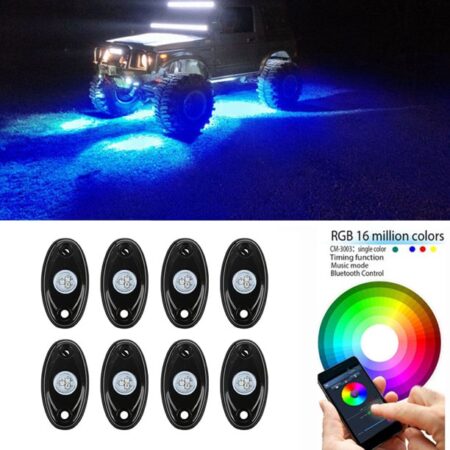 Αδιάβροχο RGB rock lights με bluetooth - 4 σημεία τοποθέτησης