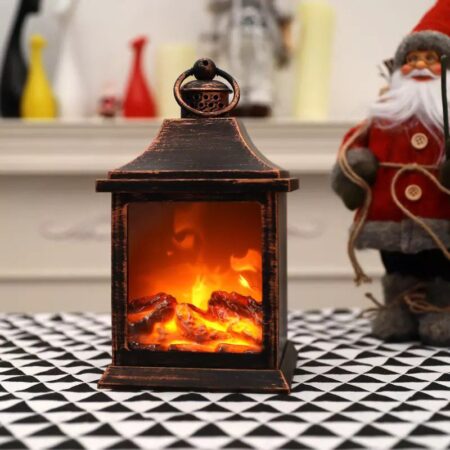 Διακοσμητικό φωτιστικό φανάρι - Τζάκι με εφέ φλόγας - LED Fireplace lantern