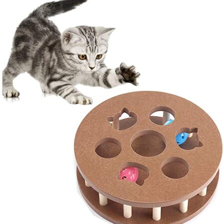Ξύλινο διαδραστικό παιχνίδι για γάτες με μπάλες - Wooden collision ball toy