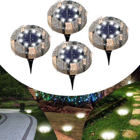 Ηλιακά προβολάκια εξωτερικού χώρου καρφωτά με 8 Led- Solar garden lights 4τμχ
