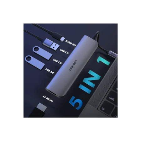 Ugreen 5-In-1 USB C OTG Hub 100W with 4K HDMI + 3*USB3.0 Θύρες 50209