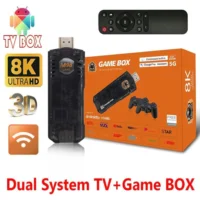 Κονσόλα παιχνιδιών 8k ultra HD android TV game dual system stick - Μαύρο