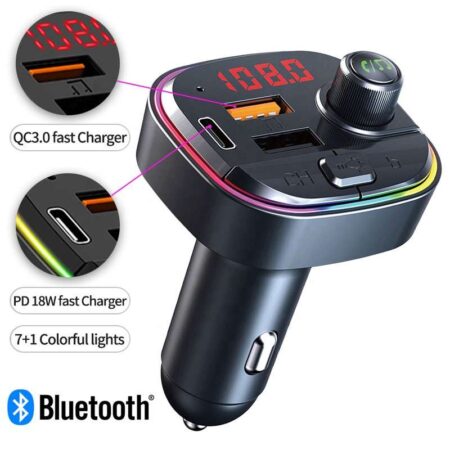 Transmitter αυτοκινήτου με Bluetooth 5.0 & RGB Lights 7 χρωμάτων MP3 Player – C13