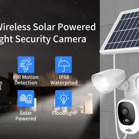 Ηλιακή ασύρματη κάμερα ασφαλείας με ανιχνευτή κίνησης και 2 ισχυρoύς Led προβολείς