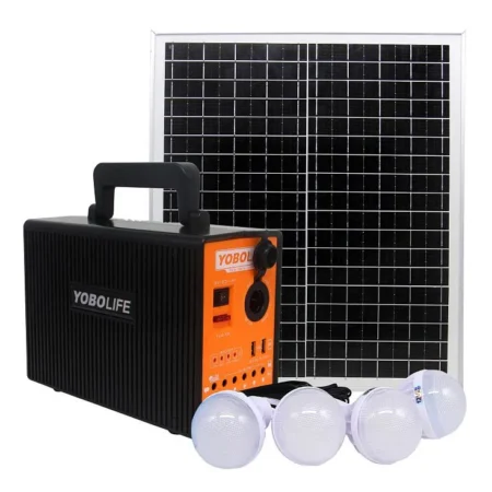 Ηλιακό σύστημα φωτισμού με 4 λάμπες και φακό Led - Power station Yobolife LM9016