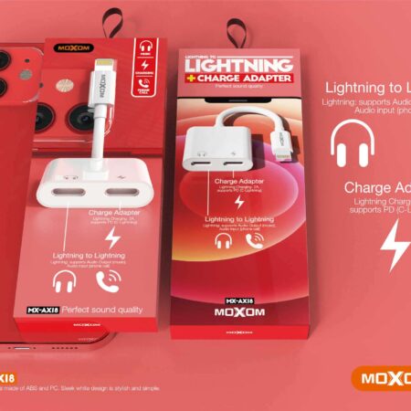 Μετατροπέας Lightning σε Lightning Audio Output + Lightning Charge Adapter Λευκό Moxom MX-AX18