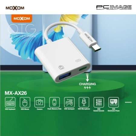 MOXOM MX-AX26 OTG Type-C to USB & Type-C charger adapter Λευκό