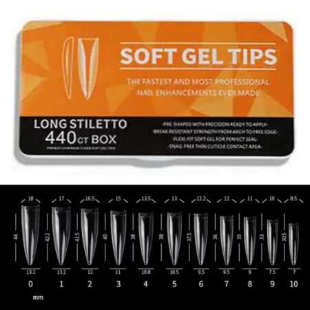 Soft Gel Tips LONG STILETTO 11μεγέθη 440pcs